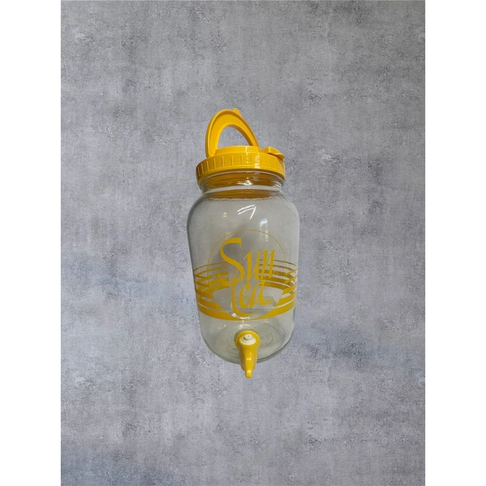 Miner Container Inc Sun Tea Glass Beverage Dispenser Yellow 1 Gallon Retro EXCL